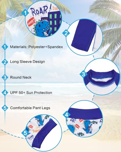 Image of ALVA 2 Pcs Long Sleeve Rash Guard Swim Diaper Sets, Baby Toddler Swimsuit UPF 50+ Sun Protection for Boy and Girl