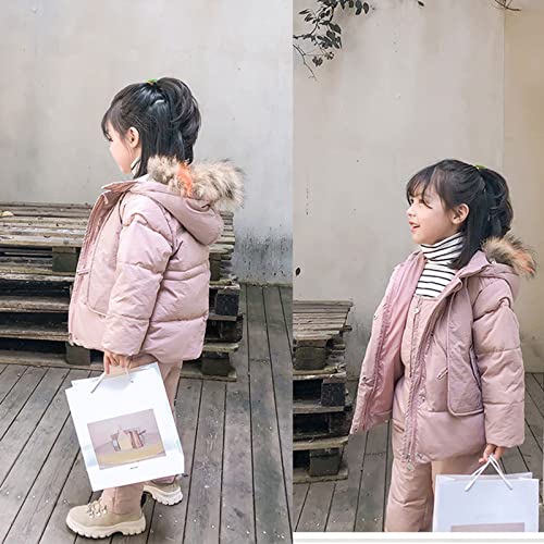 Kids 2-Piece Snowsuit Set Girls Winter Hooded Puffer Jacket Snow Bib Pant Boy Ski Suits Thicken Warm Outfit3