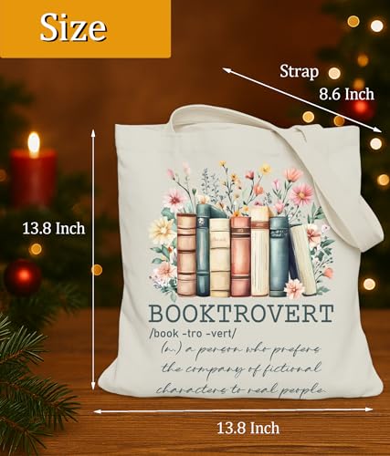 Image of Book Lovers Gifts Tote Bag for Bookish Readers, Aesthetic Book Tote Bag for Librarian, Medium Size with Inner Pocket