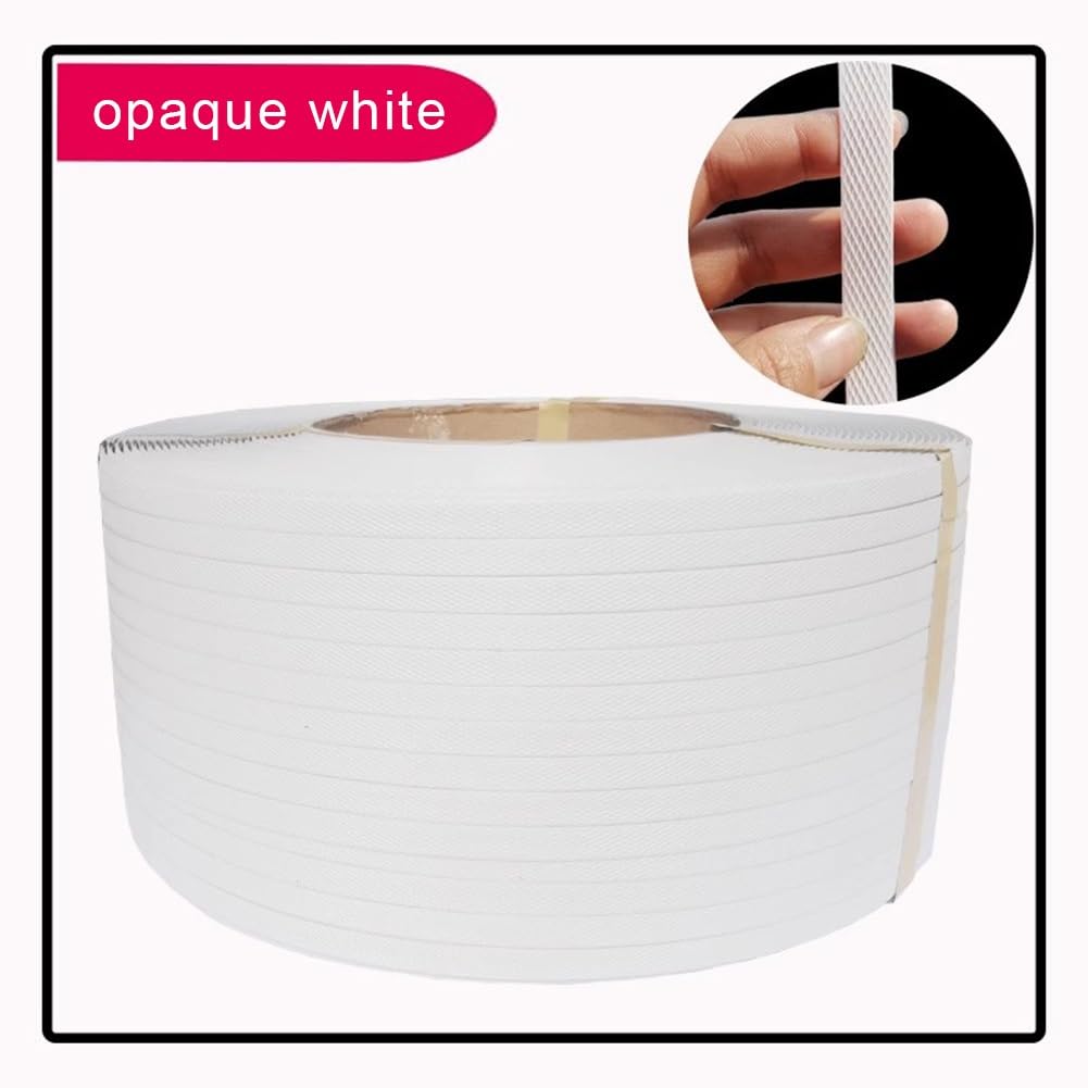 Rotolo di reggetta per imballaggio Resistente, reggetta in polietilene, reggetta in plastica, per imballaggio e reggiatura di Pallet (Bianco-C)