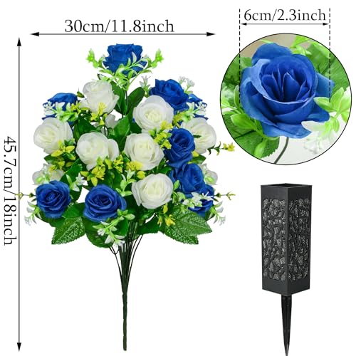 SIFOEL Artificial Cemetery Flowers with Vase - Image 2