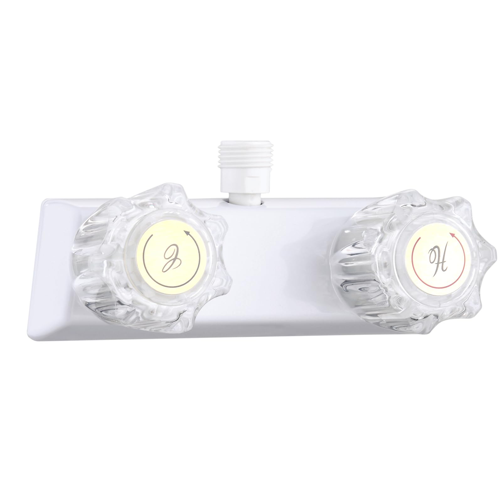 RV Shower Faucet, Dual-Handle Camper Shower Faucet with Acrylic Knobs, 4" RV Shower Valve Diverter, RV Outdoor Shower for RV, Camper Van, Outside and Inside Bathroom Shower (White)