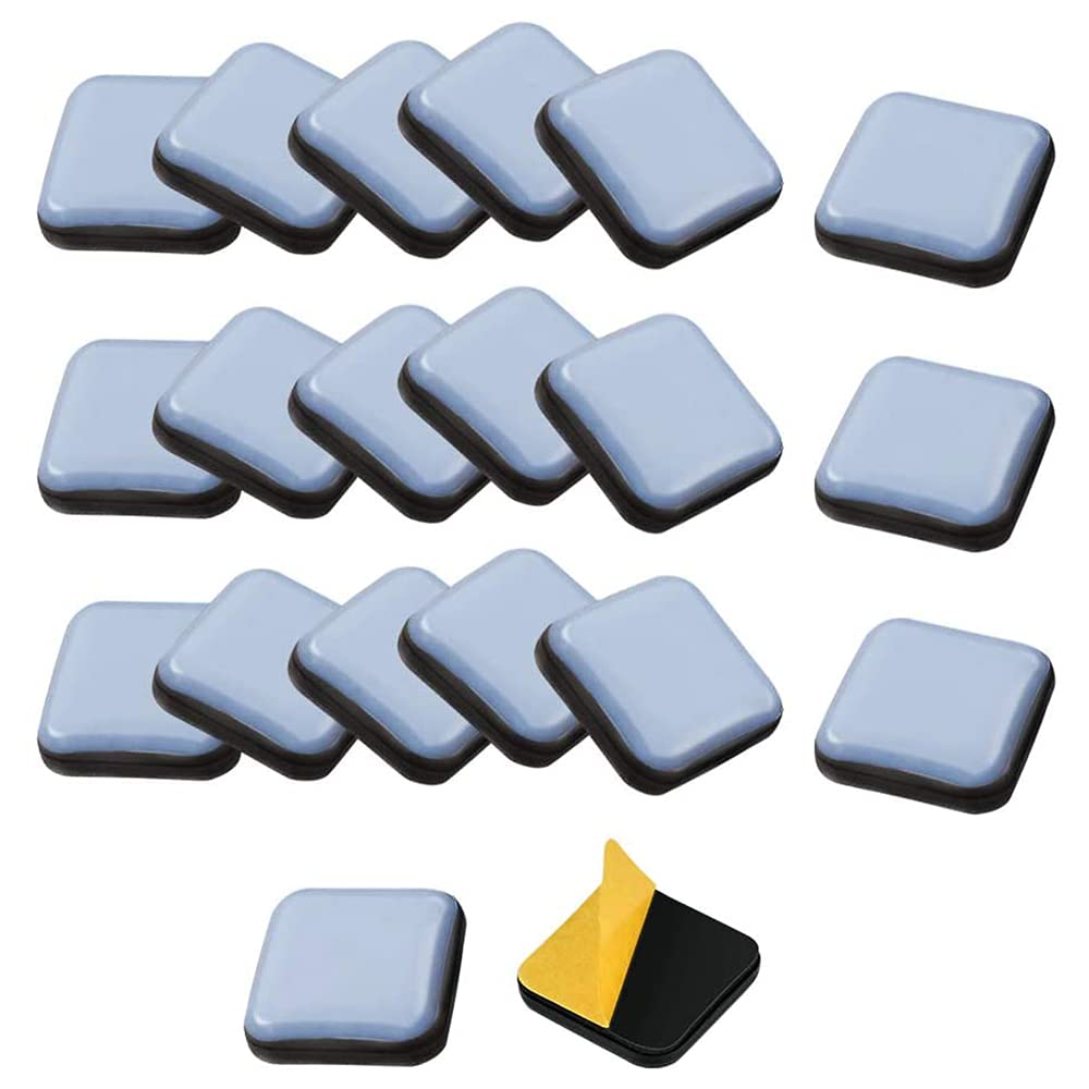 Povhhee 20 Pieces Furniture Gliders Sliders 25 x 25 mm Self Adhesive Furniture Pull Cushion Square for Furniture Easy Moving Companies