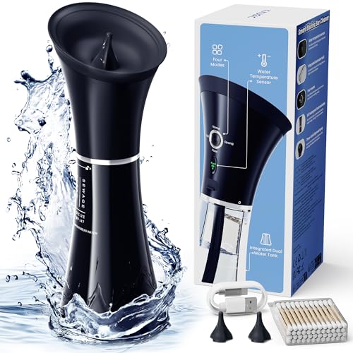 Limpiador de oídos removedor de cerumen con tanque doble integrado, limpiador de oídos seguro con sensor inteligente de temperatura del agua, limpiador de oídos eléctrico IPX7