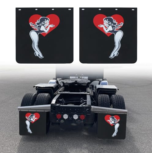 Image of 24 x 24Inch Mud Flaps for Semi Trucks PVC Polymer Tractor Trailer Heavy Duty Rubber Mudflaps Splash Guard, Sexy Beauty1, 2PCS