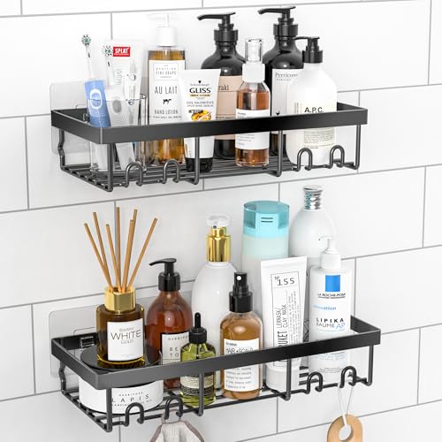 DIFULI Shower Caddy 2 Pack, Black, No Drill, Self Adhesive