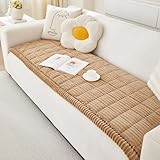 Awjcsv Couch Cover for Dogs Washable, Fuzzy Pet Couch Covers for 3 Cushion Sofa Pet Friendly, Non Slip Sofa Cover (Light Brown, 27.6