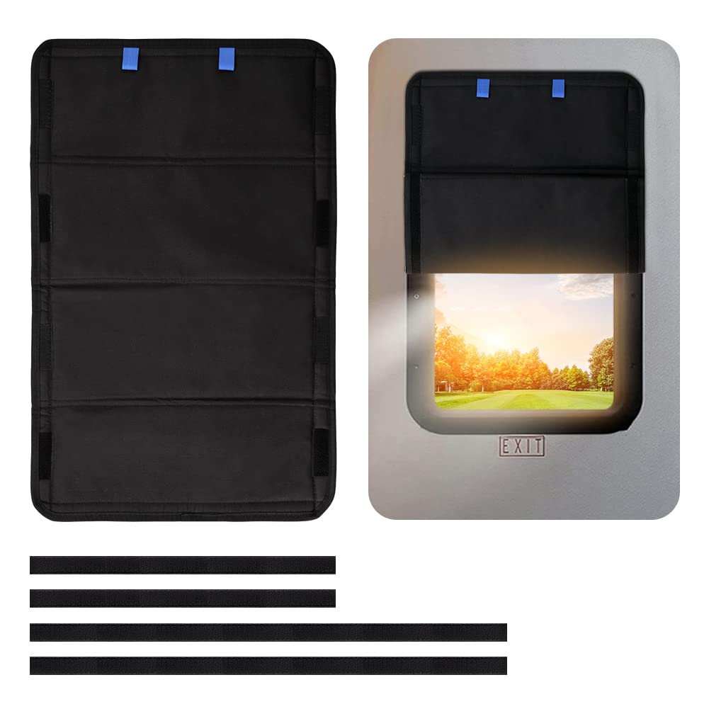 Asasytal RV Door Window Shade, Foldable Velcro Sun Shade Blackout Cover, Camper Travel Trailer Motorhome Boat UV Protection Cover Accessories, 25*16 Inches