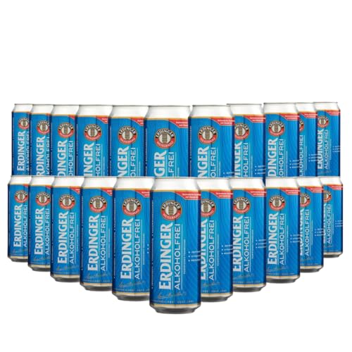 Erdinger Alkoholfrei Wheat Beer 24 x 500ml Cans | German Alcohol Free Weissbier | 0.5% ABV | Refreshing Non-Alcoholic Wheat Beer Case