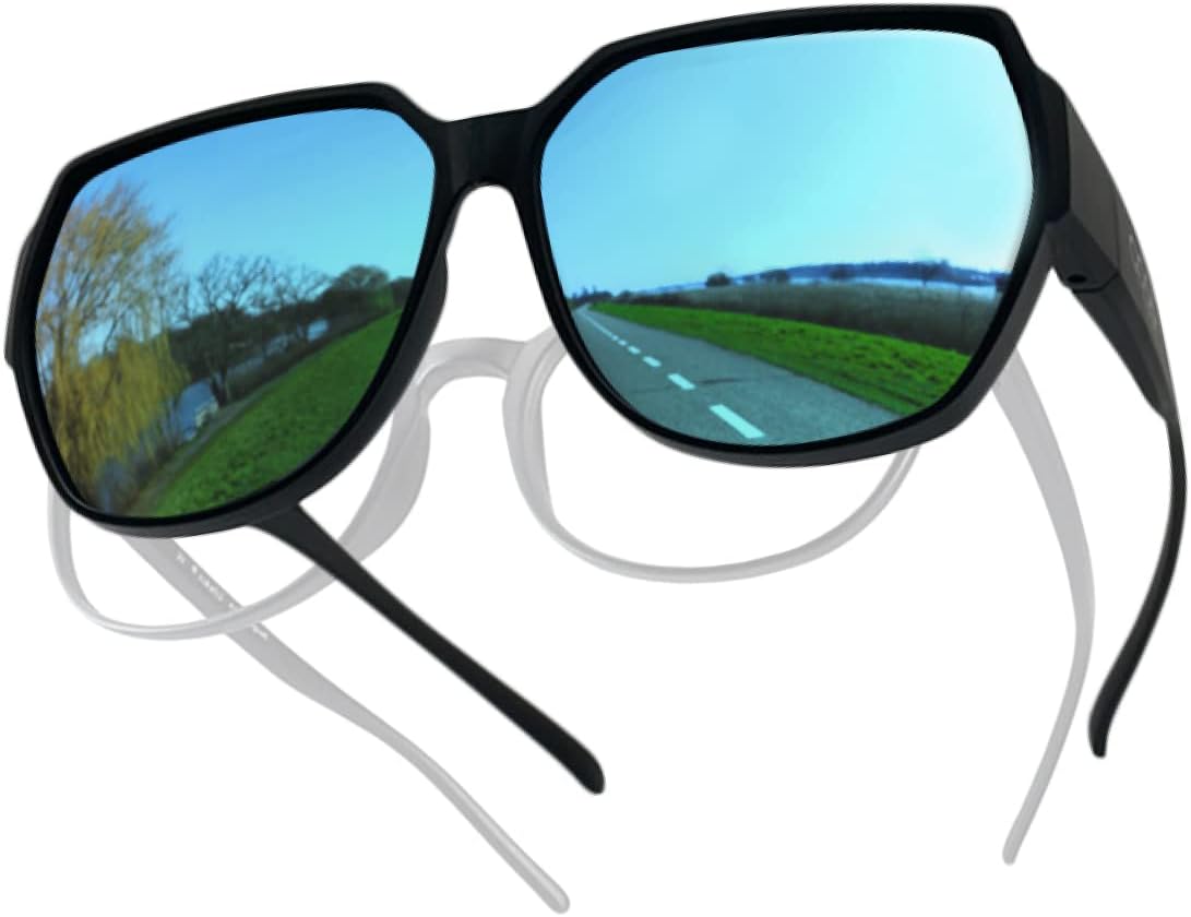 QOOL TIMES Living Out Your Polarized Fit Over Glasses XL Sunglasses Men Women Lightweight UV Protection Driving Outdoor