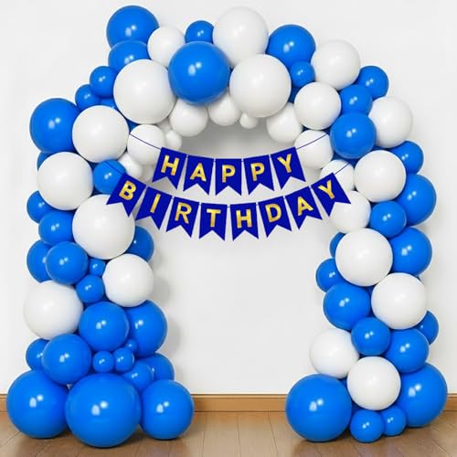 Image of Rozi Decoration Birthday Party Decoration Set, 41 Pieces with Blue and Painted Latex Shining Balloons for Kids and Adults Birthday Parties Decorations Items
