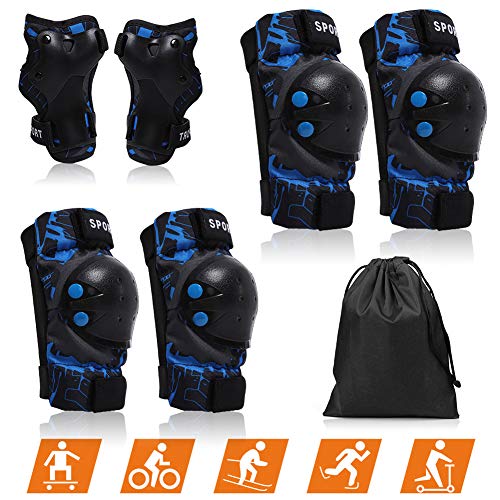 Toxin - Juego de rodilleras protectoras para niños, 6 en 1, juego de equipo de protección, rodilleras y coderas para niños, adolescentes, patines,ciclismo,bicicleta, patinaje en línea, montar deportes
