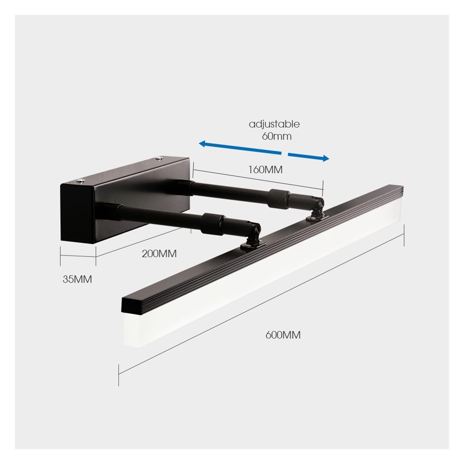 Kinkiet Led AC85-265V Ściemniana lampa ścienna Nowoczesna wewnętrzna łazienka Lampy akrylowe Światło oświetlenie do dekoracji wnętrz(Dimmable,600MM)