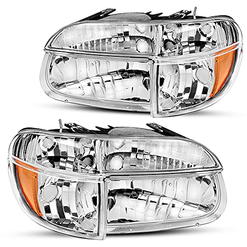 YITAMOTOR Headlight Assembly Compatible with 1995 1996 1997 1998 1999 2000 2001 Ford Explorer/1997 Mercury Mountaineer Headlamps Pair with Amber Corner Light