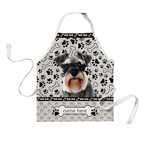 Bageyou Custom Dog Name Polka Dots Apron Schnauzer Buffalo Check Plaid 29X34 Inch #TOP4