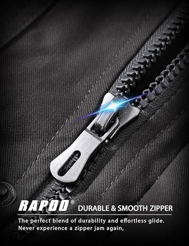 Image of Rapoo Men's Winter Jacket Cotton Work Military Jackets Fleece Lined Thick Warm Cargo Coats with Hooded