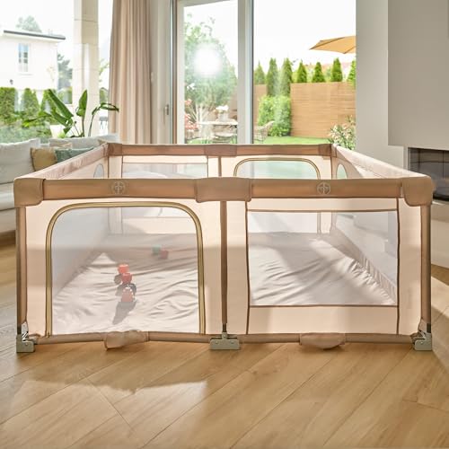 Lionelo Box Bambini 150 X 180 X 75 Cm Florence Easy Fold, Rete Traspirante, Sicuro, Portatile, Facile Da Piegare, 2 Ingressi Con Zip, Per Bambini 0-4 Anni (Grigio, 185 X 151 X 76,5 Cm) - 12