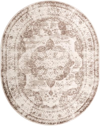 Tapete oval beige de 7 pies 10 x 10 pies Monte Carlo miniatura 2