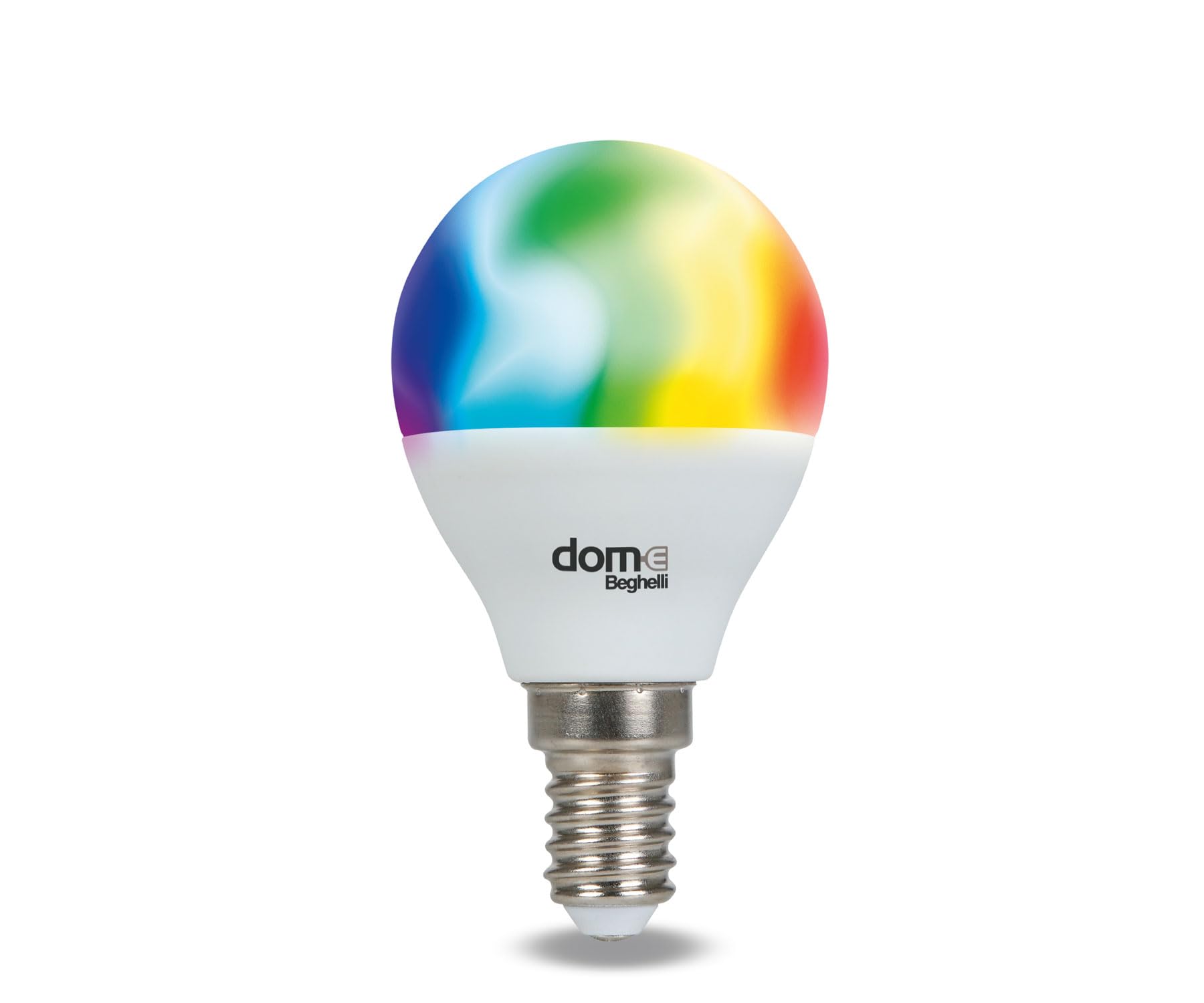 Beghelli - Lampadina LED Alexa Smart SFERA E14 5W RGB-CCT WiFi, Compatibile con App, Domotica Facile, Controllo Vocale, Regolazione Colori, Luce Calda e Fredda, Bianco, 1 Unità