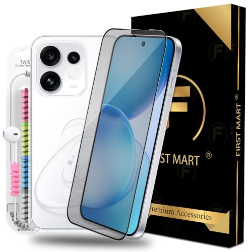 Image of FIRST MART Matte Anti-Glare Tempered Glass for Oppo Reno 16 With Installation Kit | Military-Grade Gaming Screen Protector & Cable Guard | Edge to Edge Coverage | Black