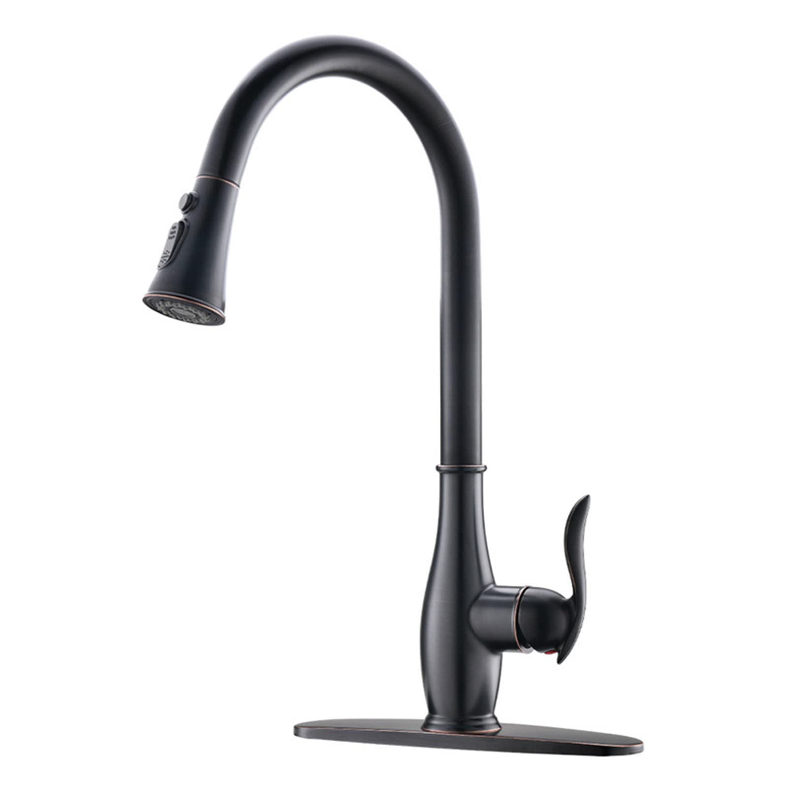 ZYCHSJXA Kitchen Bath Taps Faucet ORB Brass Single Handle Mixer with Pull Down Sprayer Swivel Commercial 1 Or 3 Hole Sink Faucets Deck Plate, 2 Spray Modes