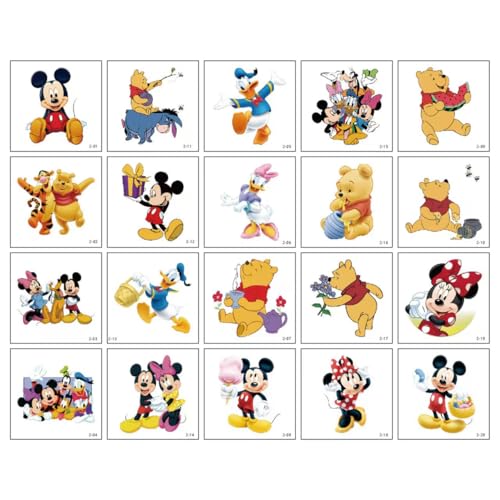 20 Sheets Mickey Minnie Temporary Tattoos Birthday Themed Party Supplies Decoration Favors Cartoon Cute Sticker for Kids Boys Home Activity Class...