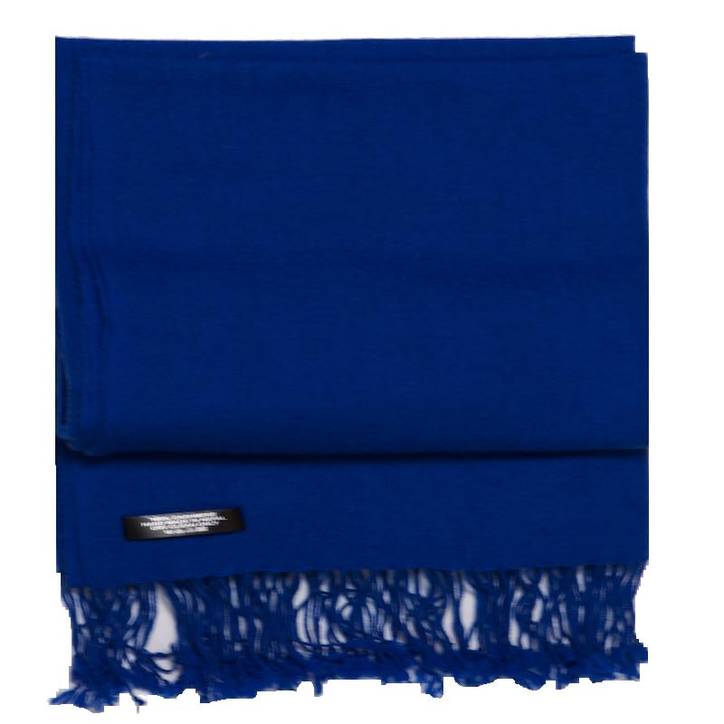 Cashmere Shawl Scarf Handmade 100% Pure Lightweight Oversized (Emperial Blue)