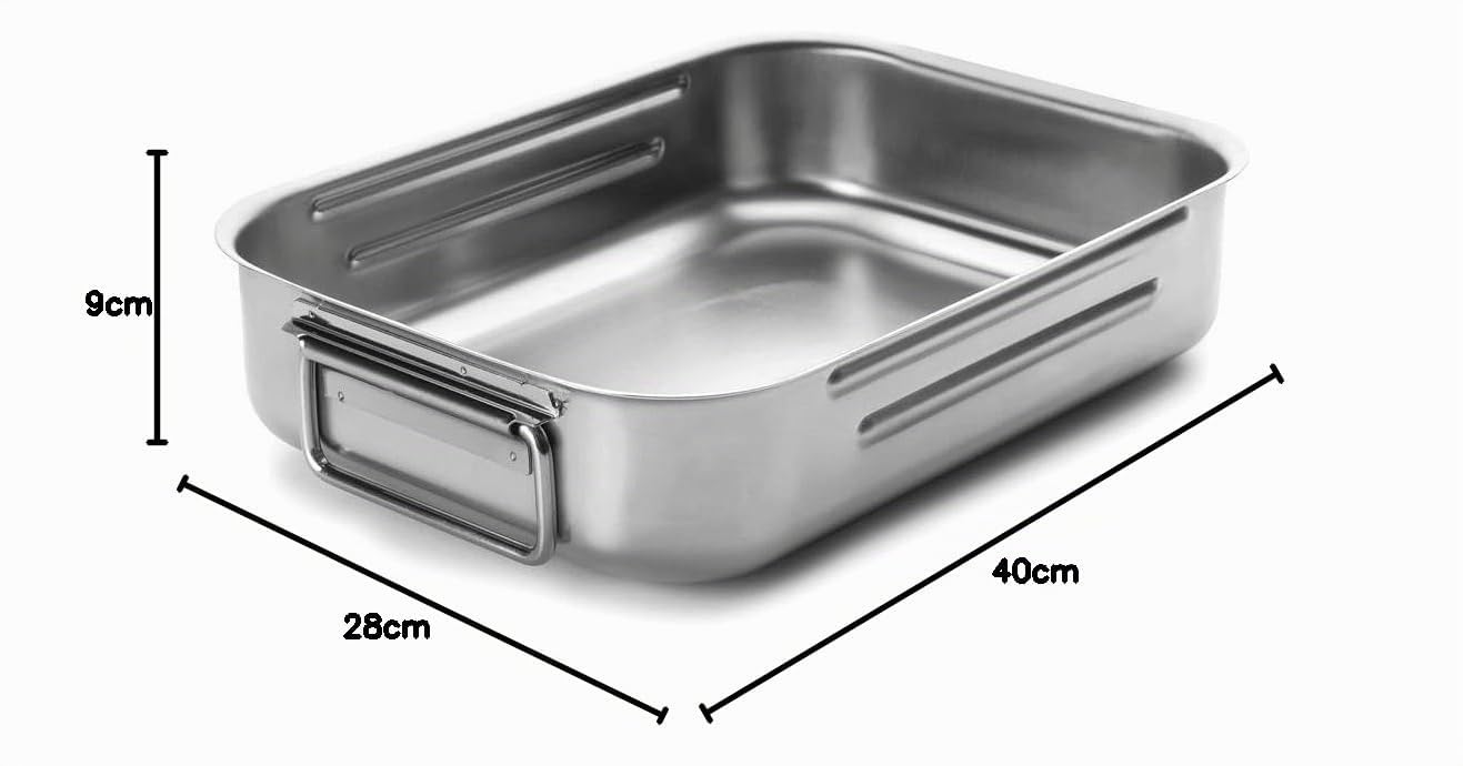 LACOR 62540A - Rustidera Honda Asa Abatible 40x28 - Cocina Profesional | Para asados jugosos al horno; ideal para el uso diario tanto en cocina profesional como en el hogar, con un acabado cuidado
