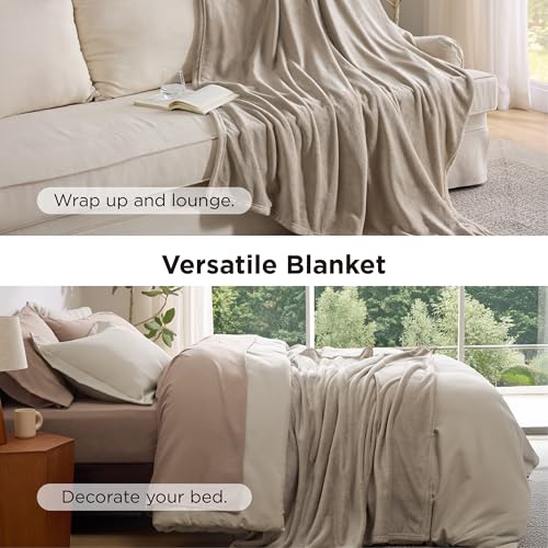 Image of Bedsure Twin Comforter Set Beige, 6 Pieces Prewashed Twin Size Bed in a Bag with Soft Fleece Bed Blanket, Down Alternative Bedding Set for All Seasons, Sheets, Pillowcase & Sham