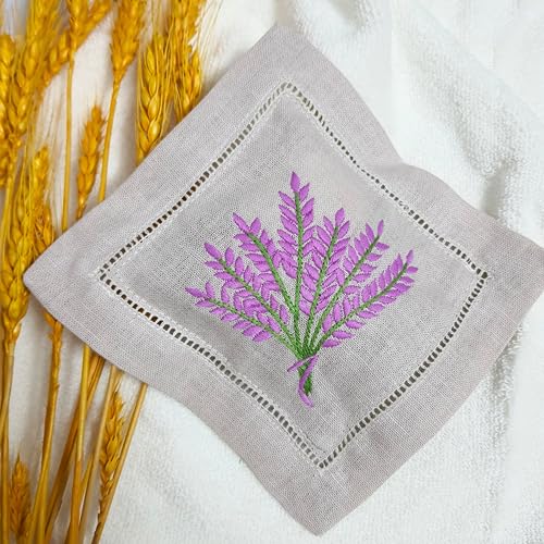 Bolsas de Lino Bordadas con Lavanda 6x6 Pulgadas Set 3 miniatura 6