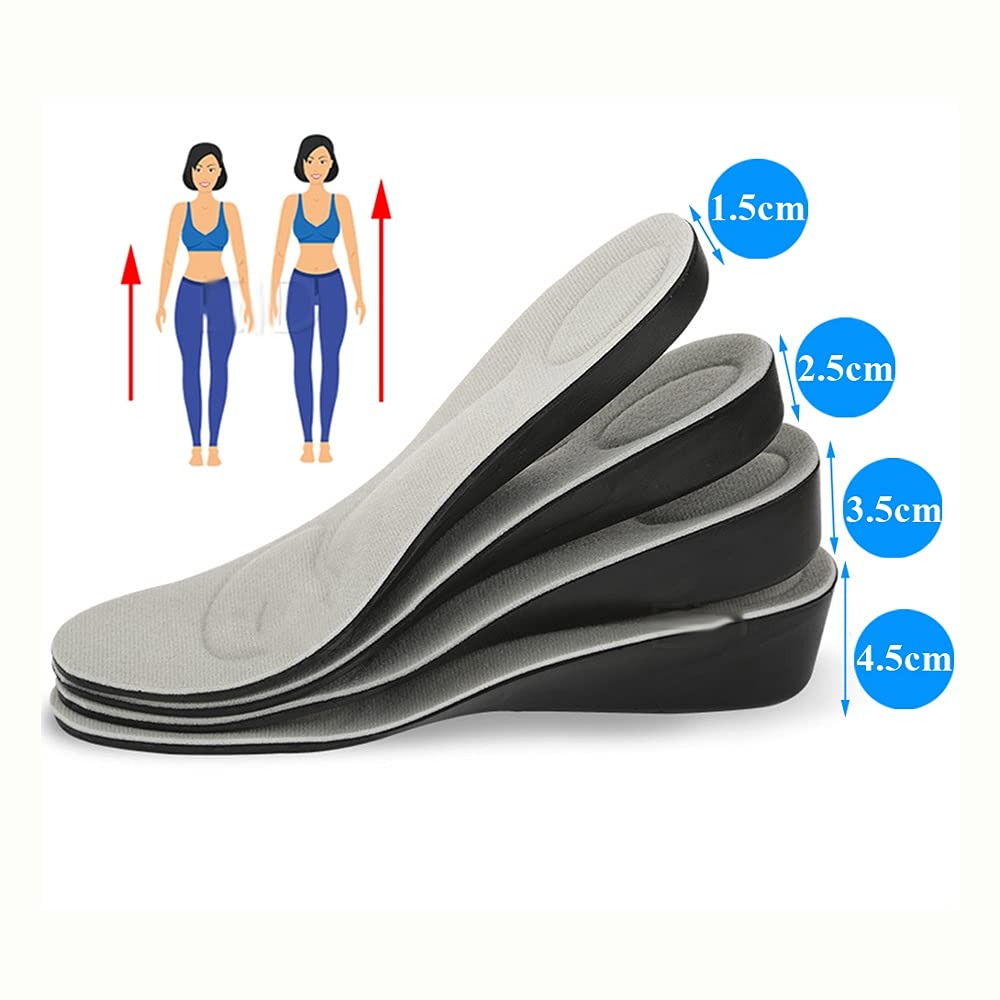 Invisible Height Increase Insole for Men Women 1.5cm-4.5cm Grow Taller Increase Height Shoe Pad Heel Lift Taller Foot Pad (Color : Height 2.5cm, Size : S EU 35-40) (Black S EU 35)