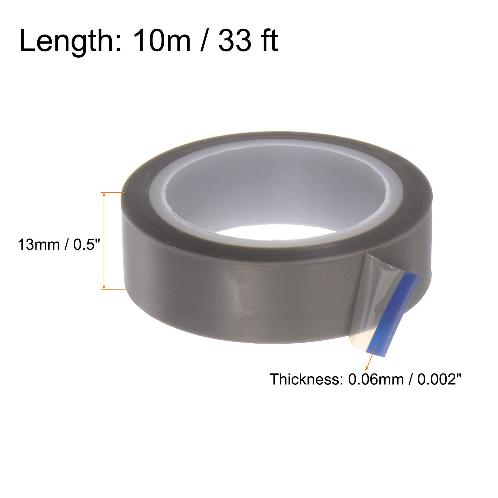 HARFINGTON Rollo de cinta de película PTFE, 0.5 pulgadas x 33 pies, cinta de alta temperatura, 0.06 mm de grosor con adhesivo de un solo lado para máquina selladora al vacío, selladores de impulso