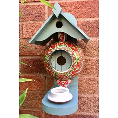 William Morris Teap Birdhouse Feeder, Bird House en Feeder hangend for tuinwerf buiten decoratie, cadeau for kolibries, kardinaal, bluebird en wilde vogels (Size : Red) - Image 5