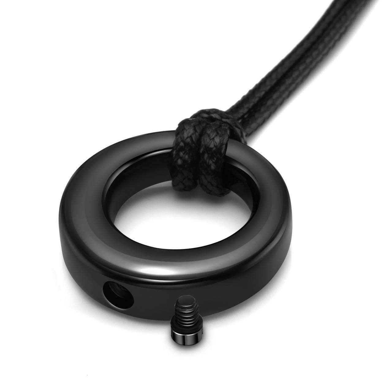 Zysta Edelstahl Asche Schmuck Memorial Urnen Anhänger Kette Kreis der Ewigkeit des Lebens Rund Ringe Pendant mit Gravur + Trichter-füllen-Kit + Mini Schraubendreher