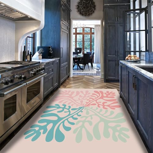 Tapis algues rouges antiderapant lavable style Matisse grand format