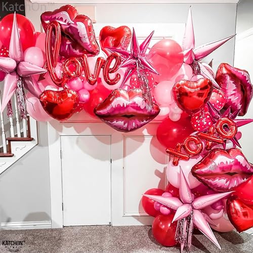 Image of 4 Pcs Red Lip Foil Balloon - 30 Inch | Cute Kiss Balloons for Pride Decorations | Lip Balloons For Pride Month Decorations, Proposal Decor, Lips decor, Anniversary Decor, KatchOn