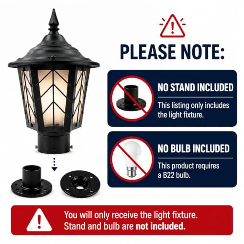 Image of SINOMAN Pillar Main Gate Light for Outdoor Fence Decorative Waterproof Post Lamp for Driveway Entrance, Boundary, Patio, Yard Lighting (GL 512, Pack of 2) Bulb Not Included (Pack of 2)