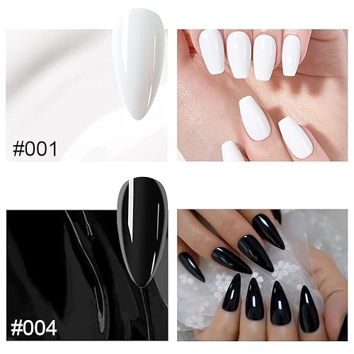 Miniatura 2 de Esmalte de uñas de gel negro y blanco lechoso nude con luz LED UV para remojar el juego de 2 piezas, esmalte de uñas de gel para secado requiere