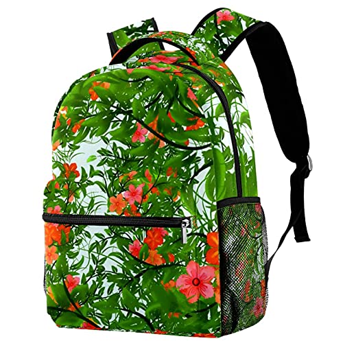 Sac à dos de voyage Campus fleurs rouges tropicales pour étudiant