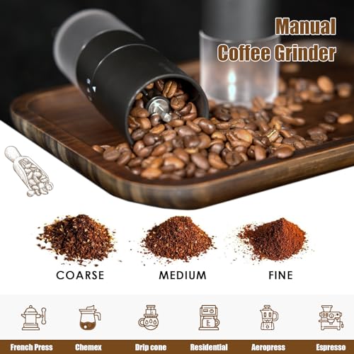 image for EZLucky Portable Manual Coffee Grinder - Ceramic Conical Burr with 5 A