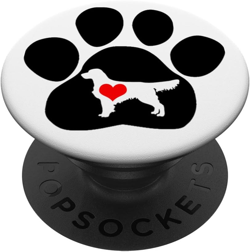 Golden Retriever Dog Paw Print Red Heart on White PopSockets MagSafe PopGrip for iPhone
