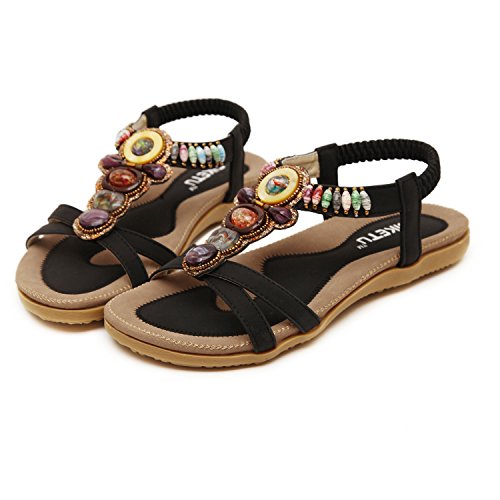 Insun Women's Black Ankle Strap Sandal 6 Us #TOP2