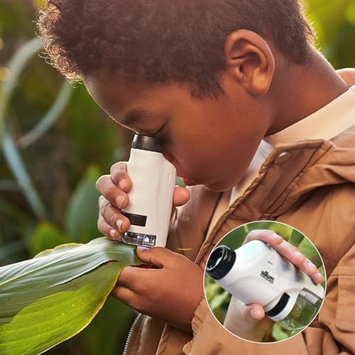 Taschenmikroskop Handy Mikroskop 60X-120X, Mini Mikroskop mit LED Licht, Handmikroskop mit Ständer und Objektträger für Studenten Erleuchten Bildung Haus Schule Labor