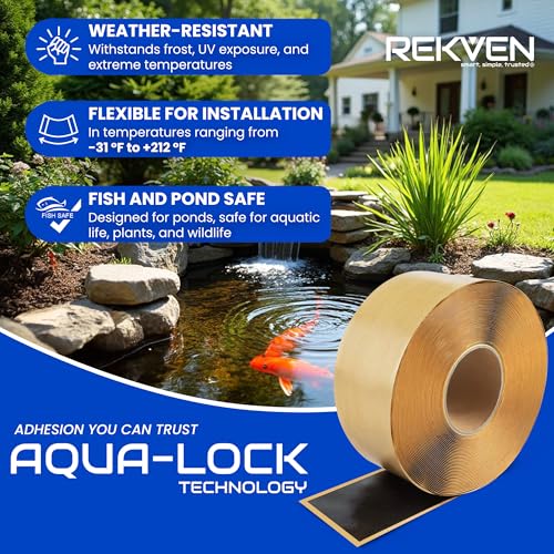 Image of Pond Liner Seam Tape, Double Sided Butyl Adhesive, 60 Ft x 3 in | Bonds EPDM PVC HDPE LDPE RPE LLDPE, Waterproof Sealer, Repair and Patch, Fish Safe, Koi Ponds, Water Gardens