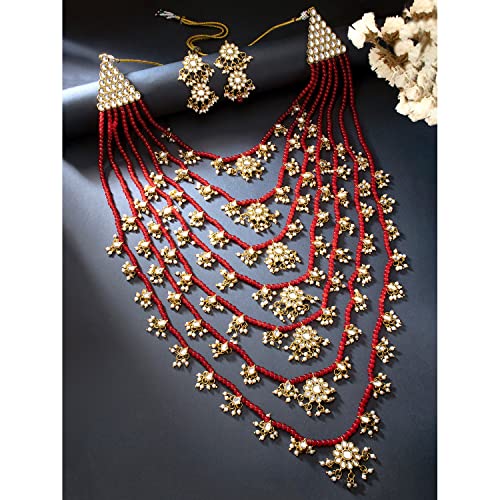 Image of Peora Traditional Multi Layered Necklace & Jewellery Set Gift for Women