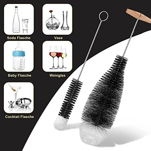 2 Pcs Bottle Cleaning Brush, 13.7 Inch Eco-Friendly Handle Bottle Cleaner Kit for Washing Narrow Neck Beer Bottle, Baby Bottle, Sodastream Bottle, Flask, Glass Milk Bottle & Straw Brush