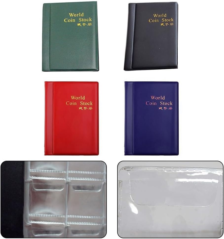 Coin Collection Album 120 Pocket Penny Holder Book for Currency Collecting Small Coin Organizer Display Case Numismatic Supplies Red Blue Black Green(black)