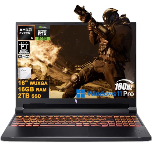 Acer Nitro V 16 AI �Q�[�~���O�m�[�g�p�\�R�� 16�C���` WUXGA IPS 180Hz AMD 6�R�A Ryzen 5 240 16GB DDR5 2TB SSD GeForce RTX 5050 GDDR7 (�ő�421 AI�g�b�v)