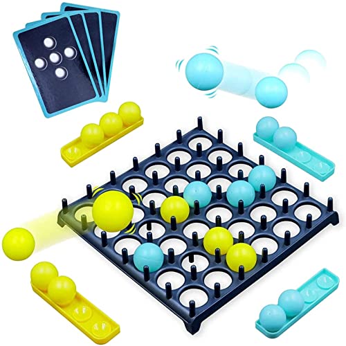 Fagonia Bounce Ball Game with Bouncing Pattern Challenges,Desktop Bounce Balls Tabletop Game Toys,with 16 Balls, 9 Challenge Cards and Game Grid,for Children Family, 2-4 Palyers Game