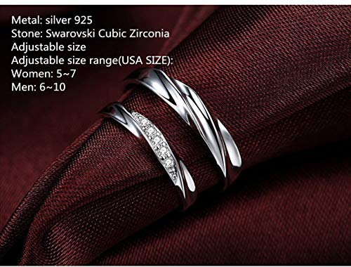 Sassu Fine Mens Womens Endless Love Silver Rings Adjustable Ring Swarovski Cubic Zirconia Wedding Ring Promise Ring Couples Ring #TOP2